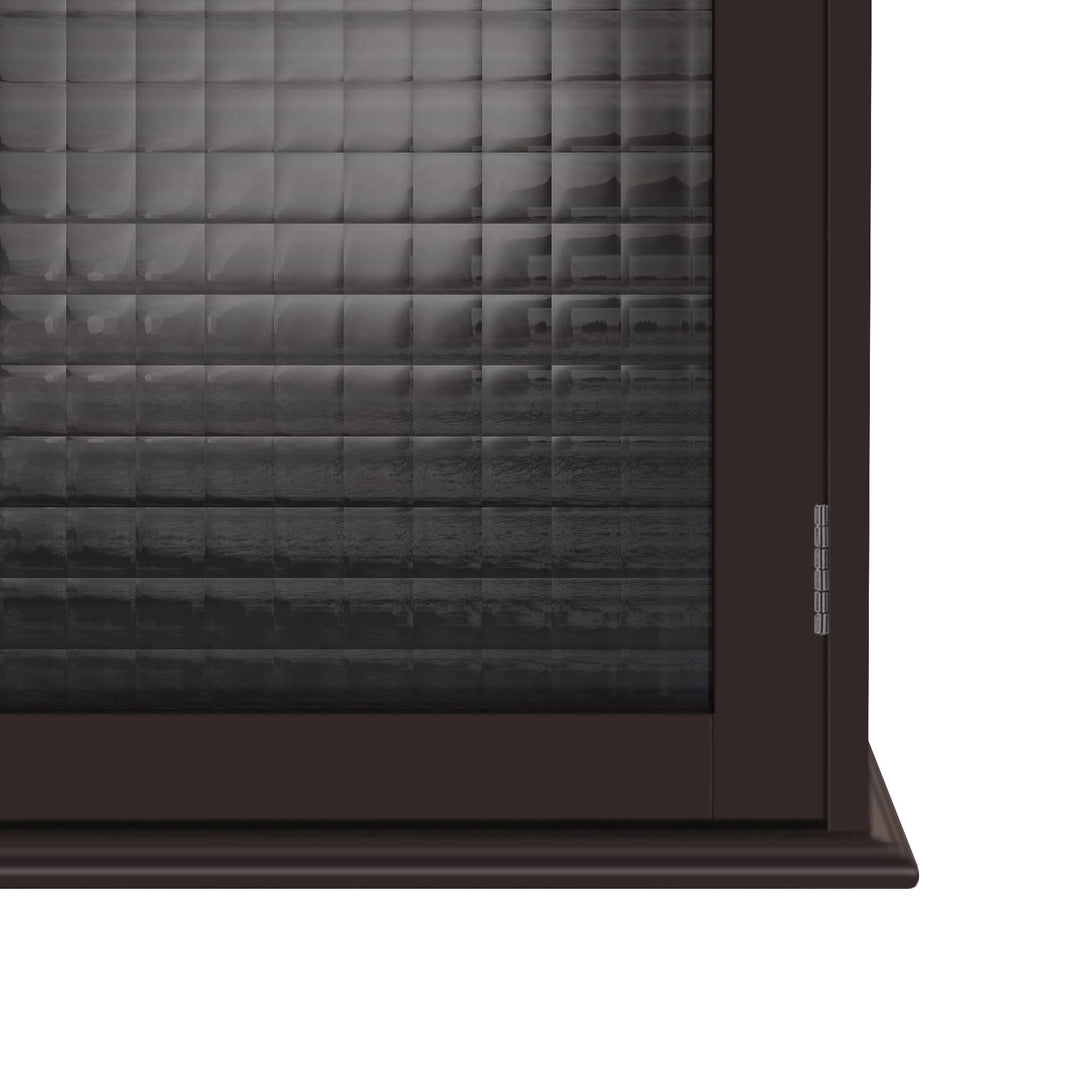 Close-up of the waffle glass and dark espresso finish