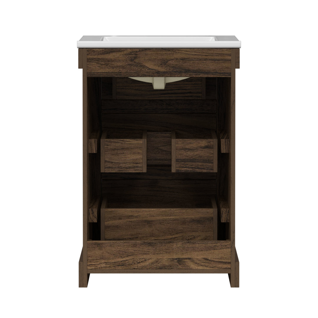 Teamson Home Donovan 24" Single Bathroom Vanity with Two Drawers, Walnut