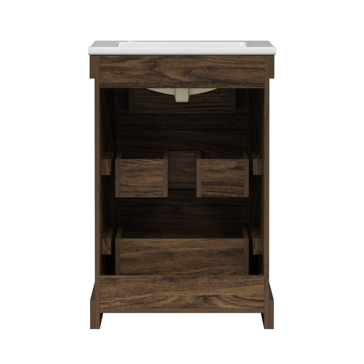 Teamson Home Donovan 24" Single Bathroom Vanity with Two Drawers, Walnut