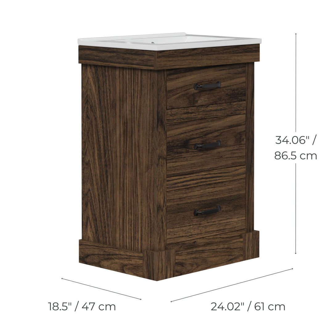 Teamson Home Donovan 24" Single Bathroom Vanity with Two Drawers, Walnut