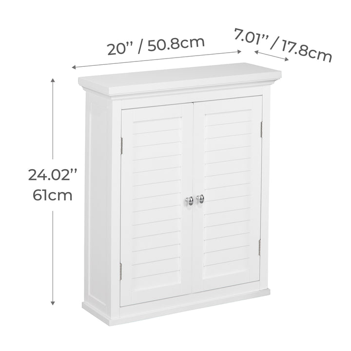 Dimensional graphic of a white wall cabinet