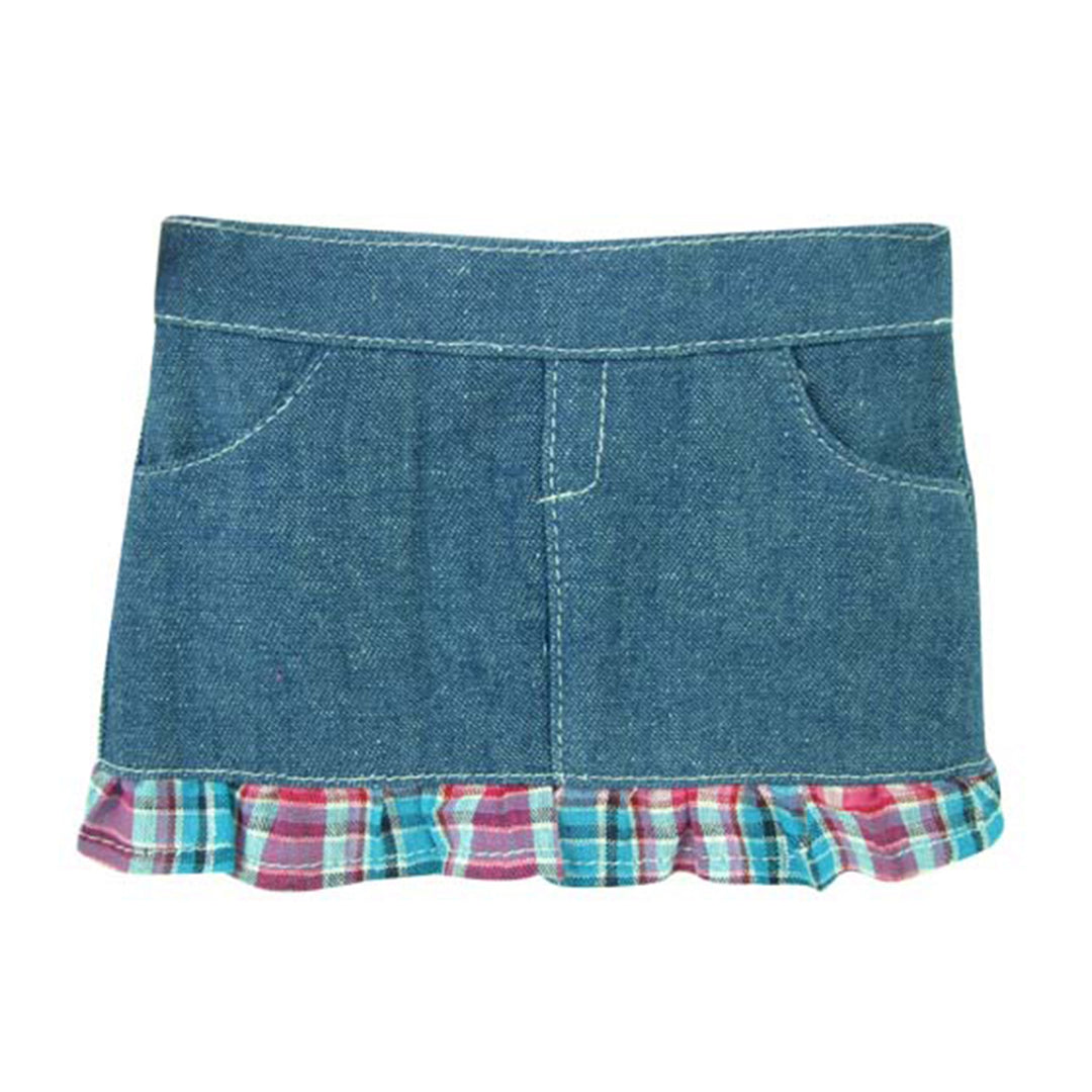 A denim mini skirt for an 18" doll