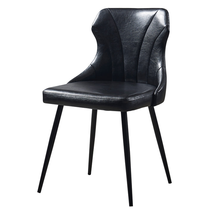 Black leather-like chair for office or dining room.