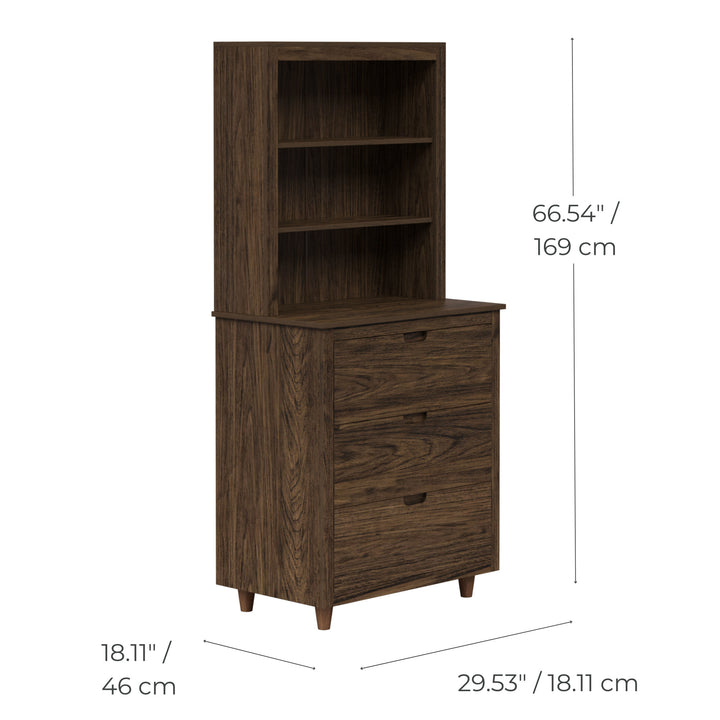 Teamson Home Ellery Freestanding Hutch Cabinet with Open Shelves, Walnut