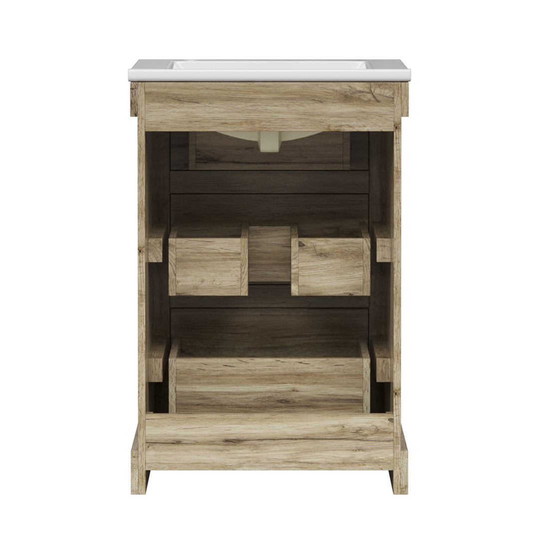 Teamson Home Donovan 24" Single Bathroom Vanity with Two Drawers, Light Oak