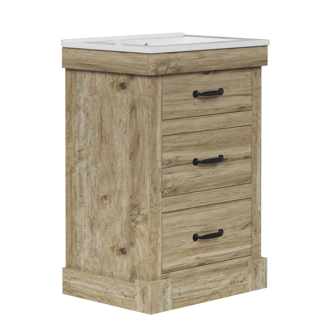 Teamson Home Donovan 24" Single Bathroom Vanity with Two Drawers, Light Oak