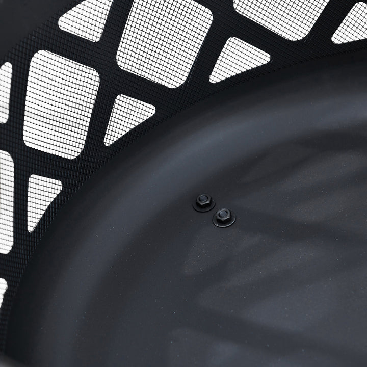 Detail image of the black mesh screen for safety