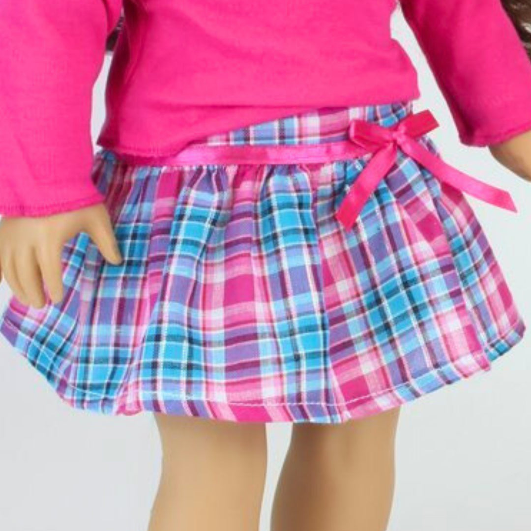 close up image of the skirt on an 18 inch doll