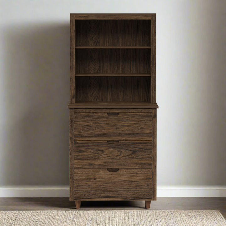 Teamson Home Ellery Freestanding Hutch Cabinet with Open Shelves, Walnut