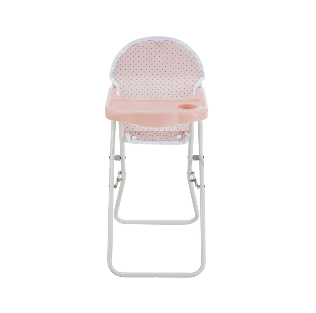 View of the pink pretend high chair