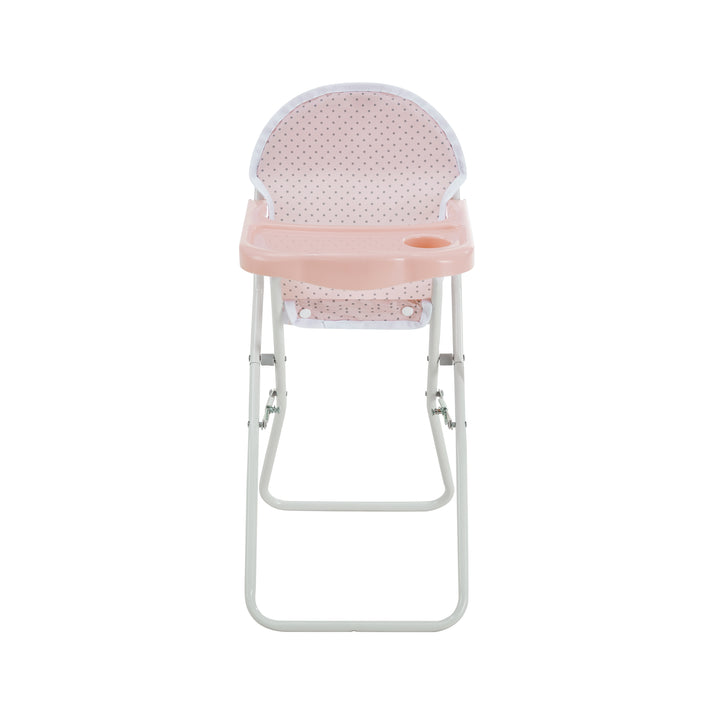 View of the pink pretend high chair