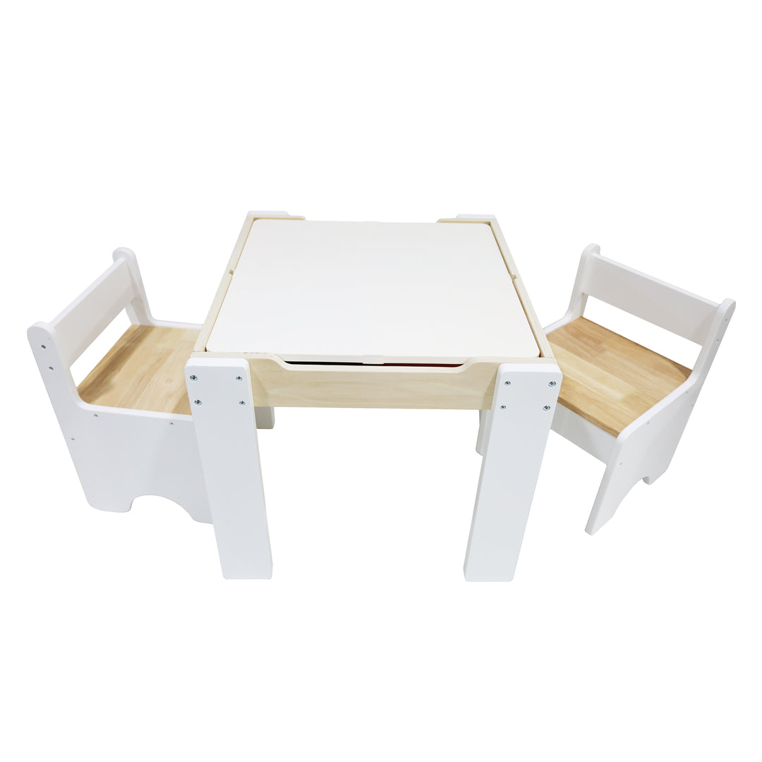 Kids 3-pc. Multi-Activity Table & Chairs Set, white and natural wood finish