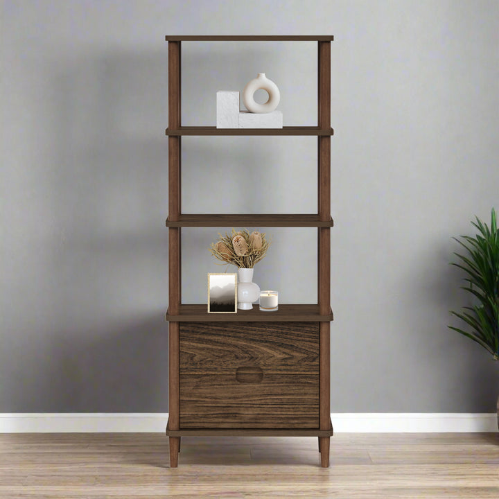 Teamson Home Ellery Freestanding 5-Tier Storage Cabinet, Walnut