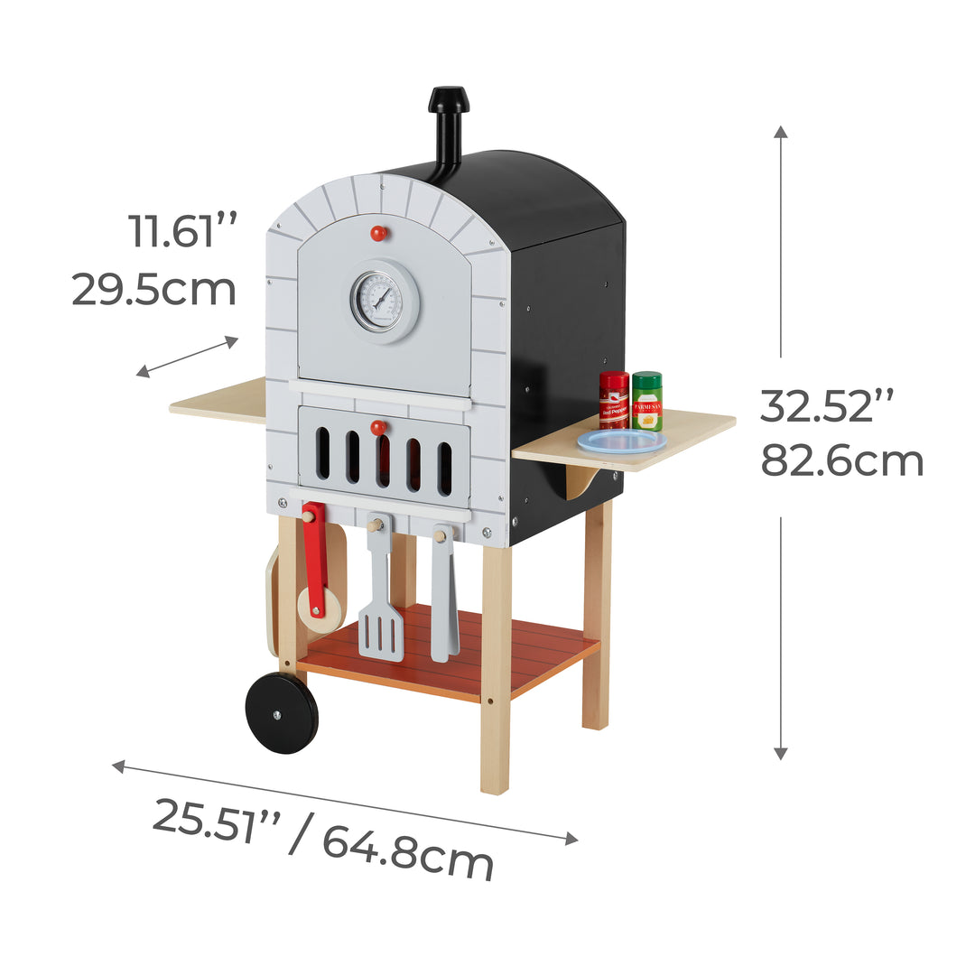 My Little Helper Outdoor Pizza Oven dimensions in inches and centimeters