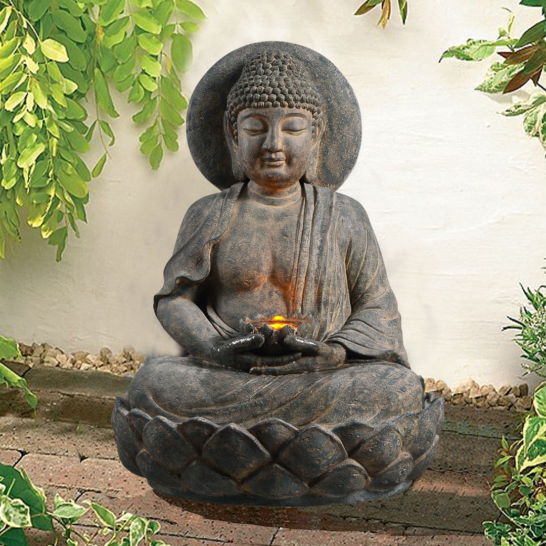 Buddha fountain in a garden