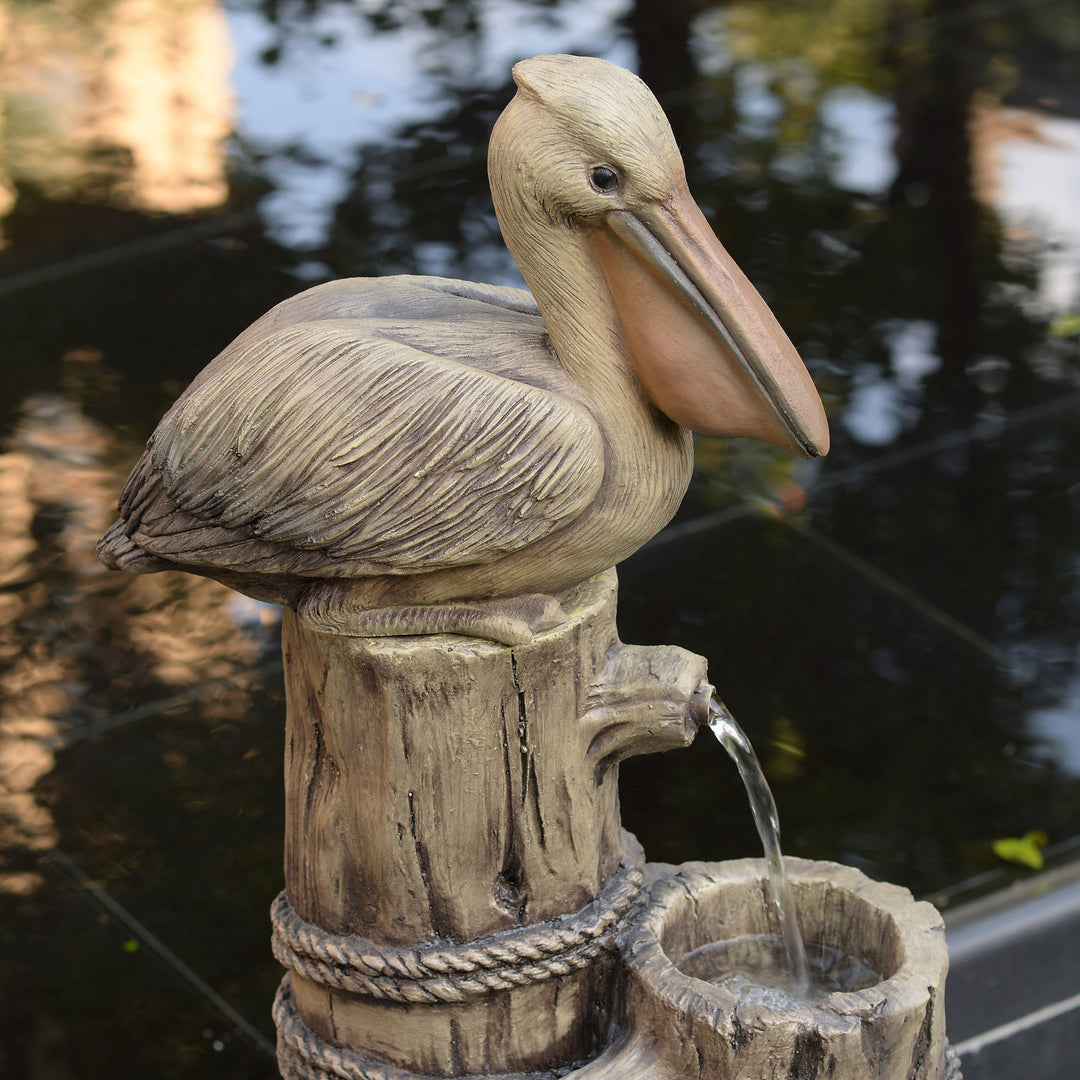 zoomed lifestyle image of the top of the pelican fountain