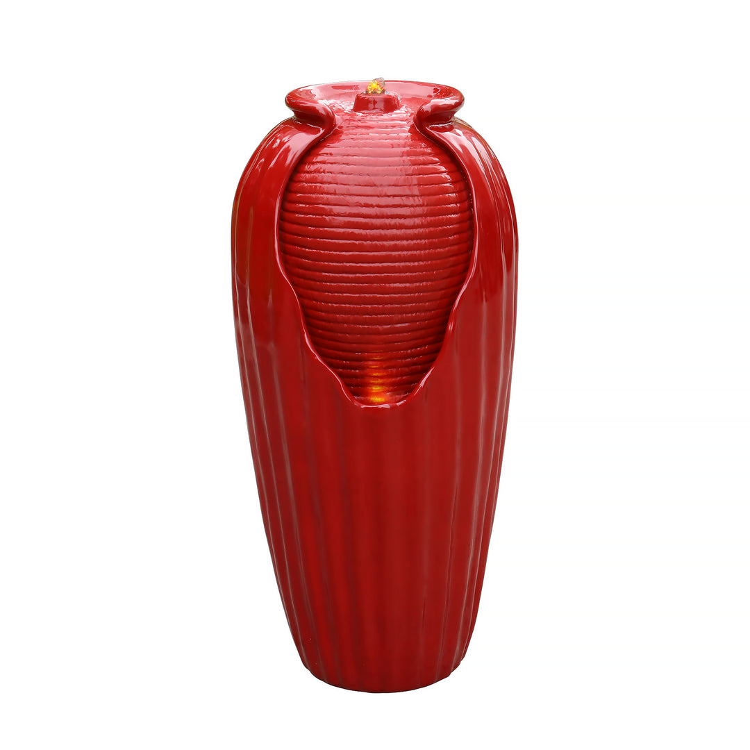 Teamson Home 32.01" Outdoor LED Modern Vase Water Fountain with LED, Red