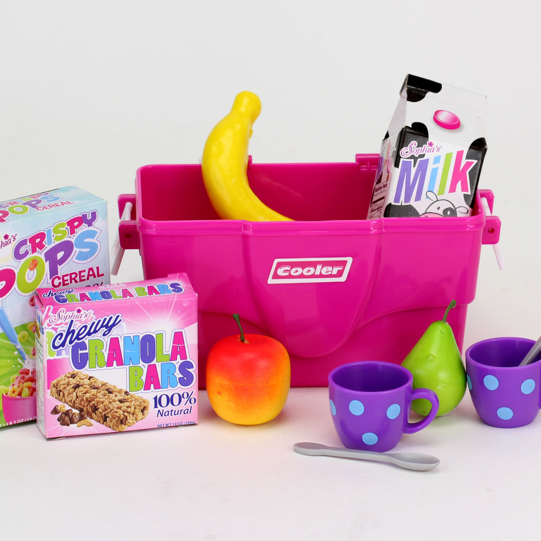 Sophia's - 18" Doll -  Cooler & Grocery Food Set - Hot Pink