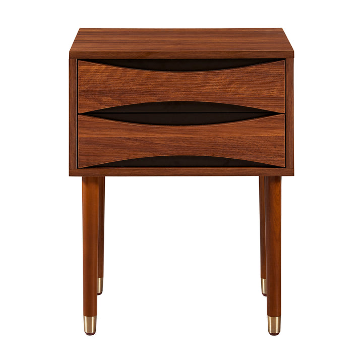 Teamson Home Dawson Modern Wooden Side Table with Storage, Walnut