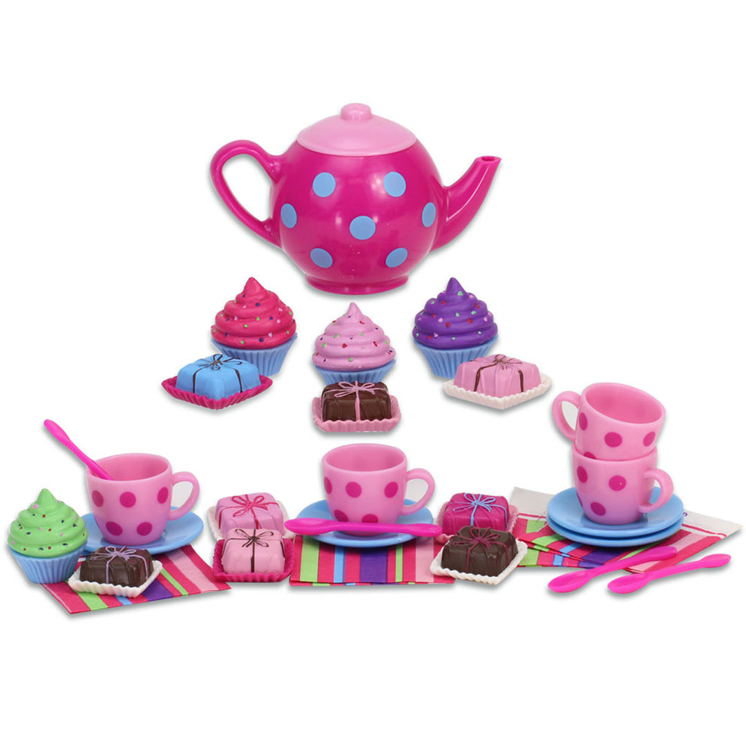 Sophia's Cupcakes, Petit Four Cakes and Tea Set for Four 18" Dolls, Pink