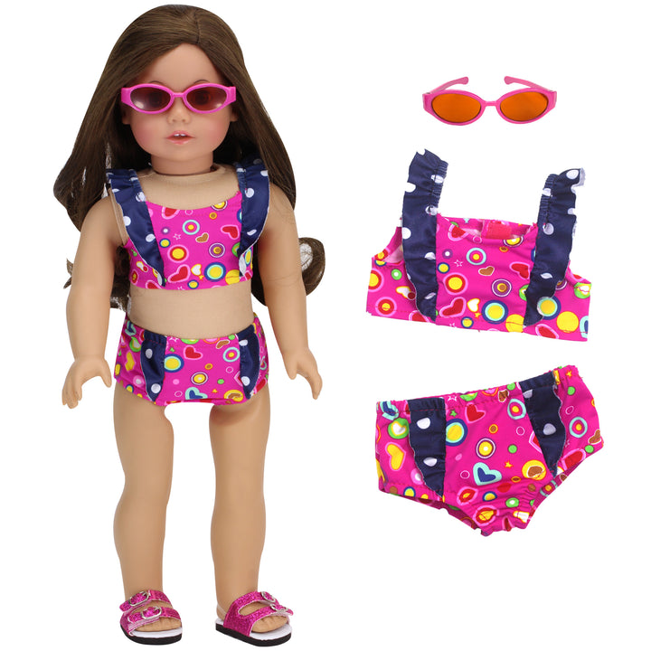 Sophia's - 18" Doll - Swimsuit & Sunglasses - Hot Pink