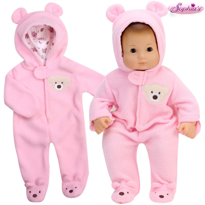 Sophia's - 15" Doll - Fleece Bear Hooded Snowsuit - Light Pink