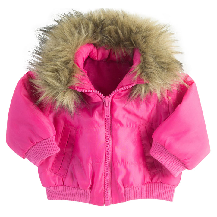 Sophia's Puffy Jacket with faux fur Trim for 18" Dolls, Hot Pink