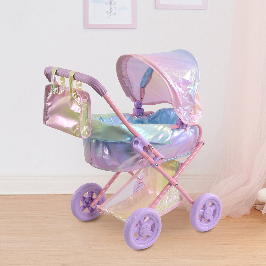 Olivia’s Little World Magical Dreamland Deluxe Baby Doll Stroller and Carrier, Iridescent