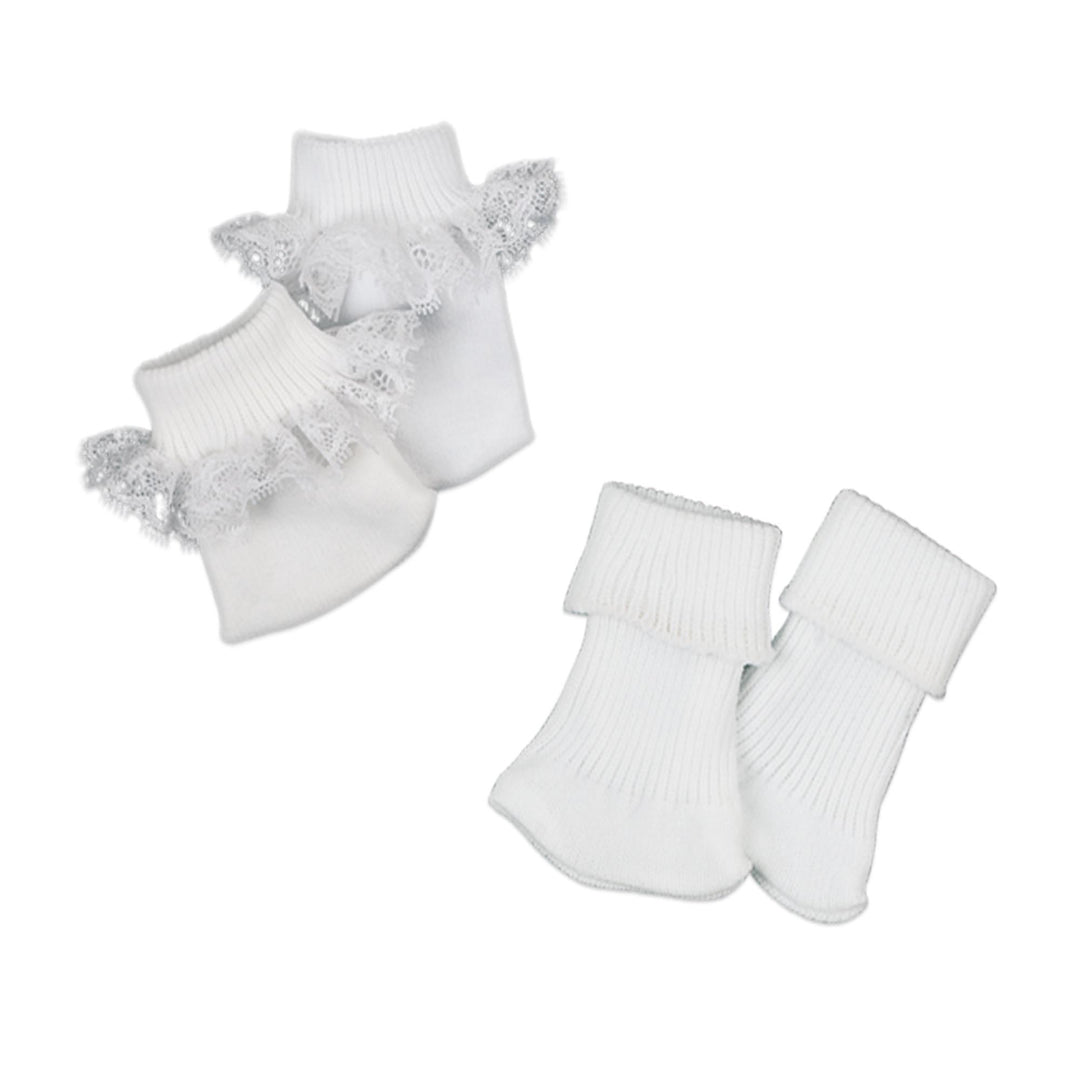 Sophia's  2 Pack of Socks, 1 with Lace Trim for 18'' Dolls, White