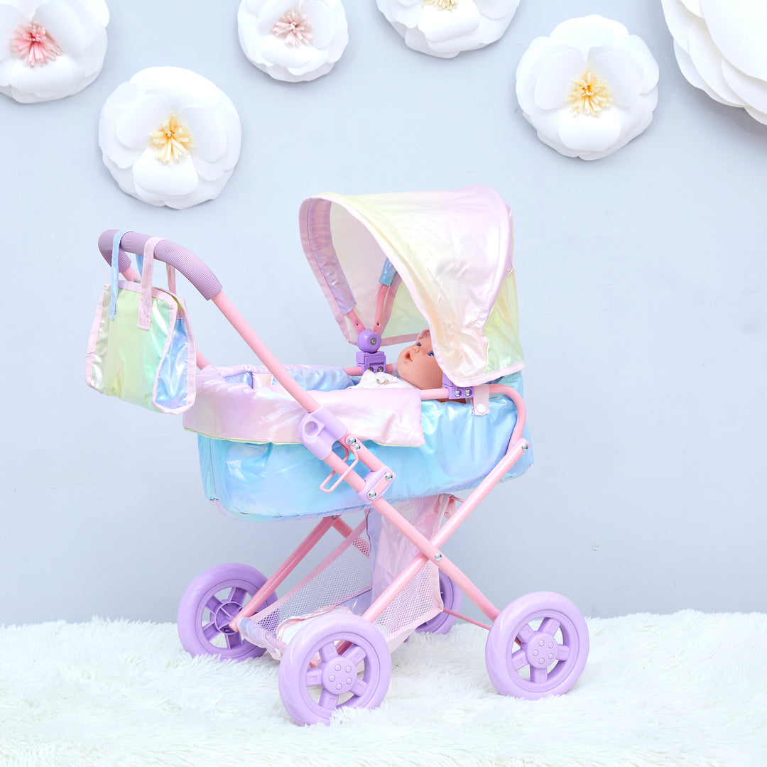 Olivia’s Little World Magical Dreamland Deluxe Baby Doll Stroller and Carrier, Iridescent