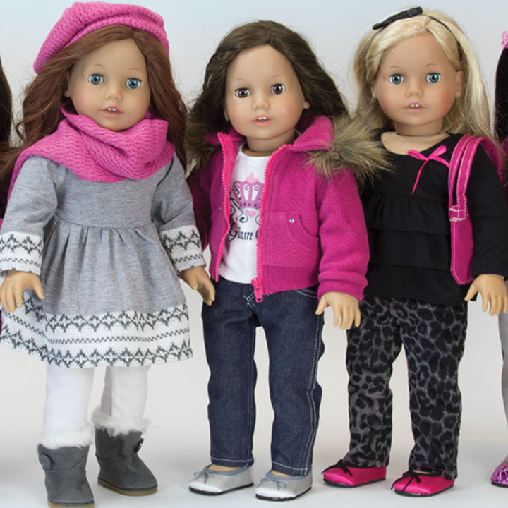 Sophia's Fleece Zip Up Sweatshirt with Faux faux fur Collar for 18" Dolls, Hot Pink