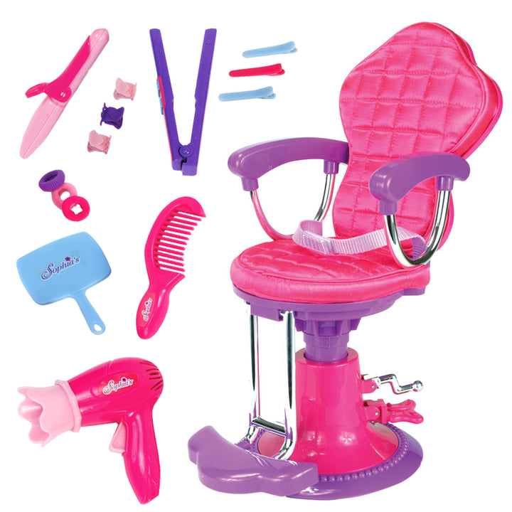 Sophia's - 18" Doll - Small Hair Styling Set + Salon Chair Set - Pink