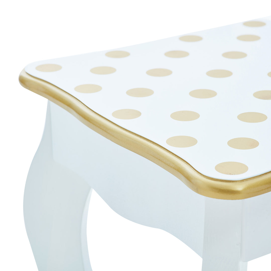 A Teamson Kids Gisele Polka Dot Vanity Playset, White / Gold.