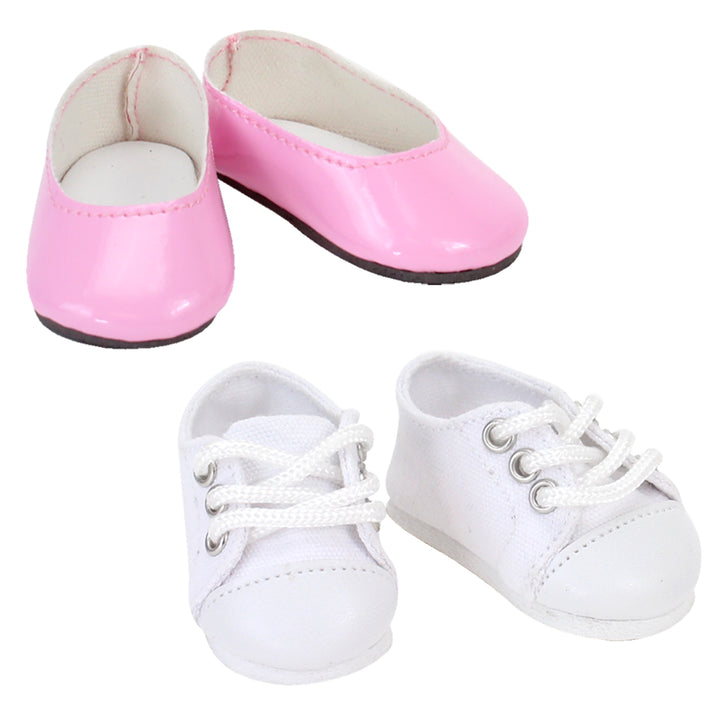 Sophia's Dressy Pink Flats and White Sneakers for 14.5" Dolls