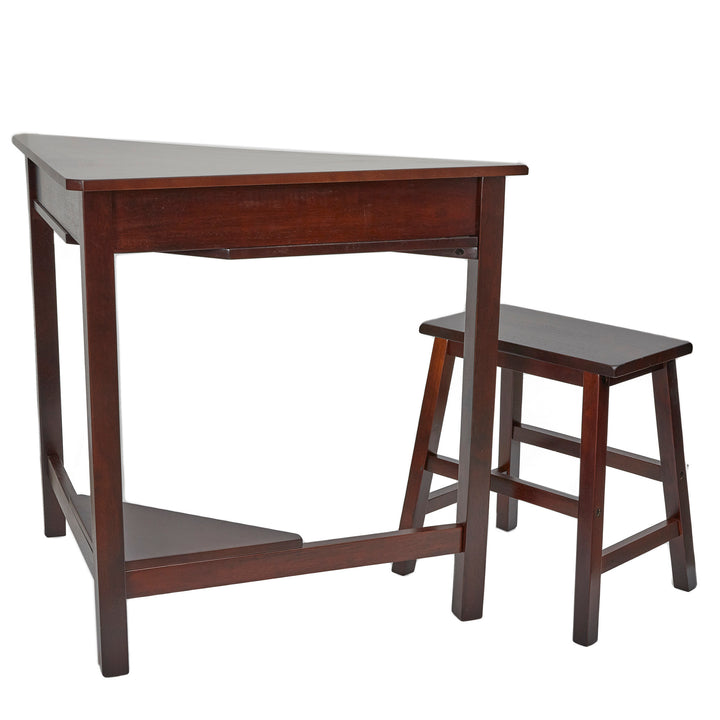 Teamson Home's Sean Corner Desk and Stool set in Walnut.