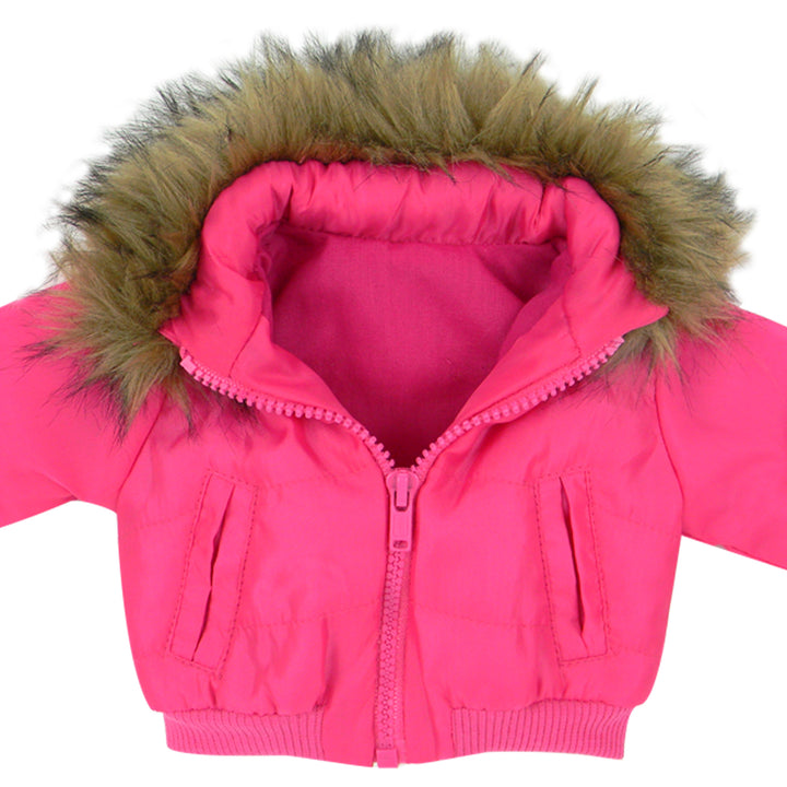 Sophia's Puffy Jacket with faux fur Trim for 18" Dolls, Hot Pink