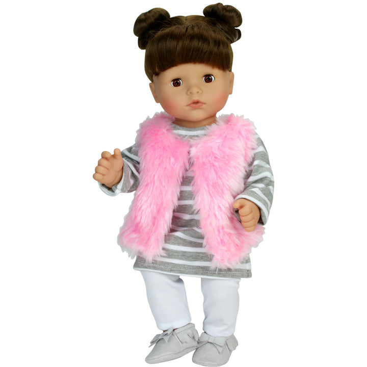 Sophia's 4 Piece Winter Outfit with Shoes Set for 15'' Dolls, Pink/Gray