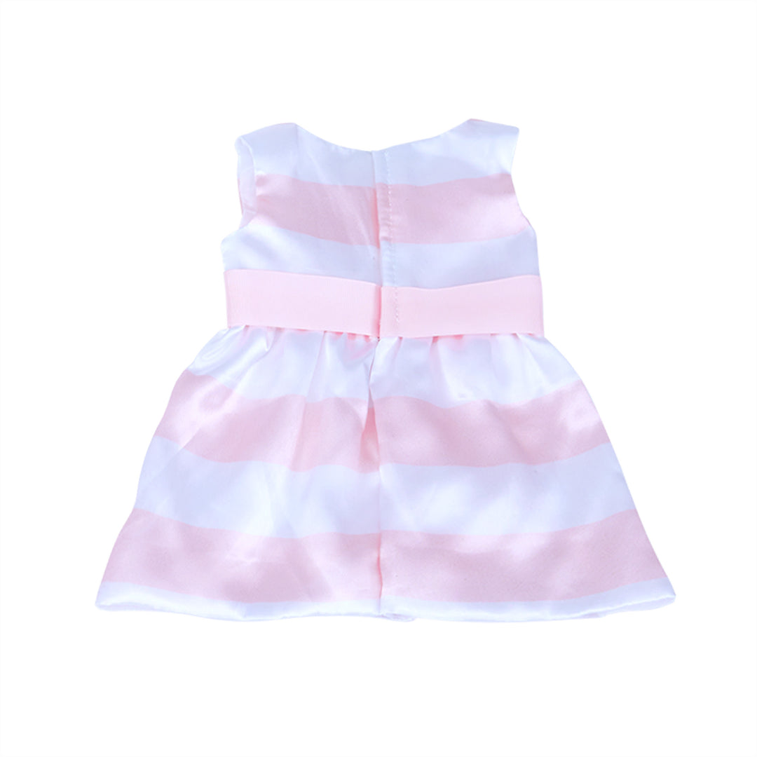 Sophia's Stripe Satin Party Dress and Ankle Strap Sandals for 18" Dolls, Pink/White