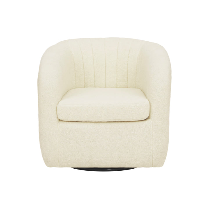 Teamson Home Monroe Faux Shearing Swivel Tub Chair with Channel Tufting, Ivory