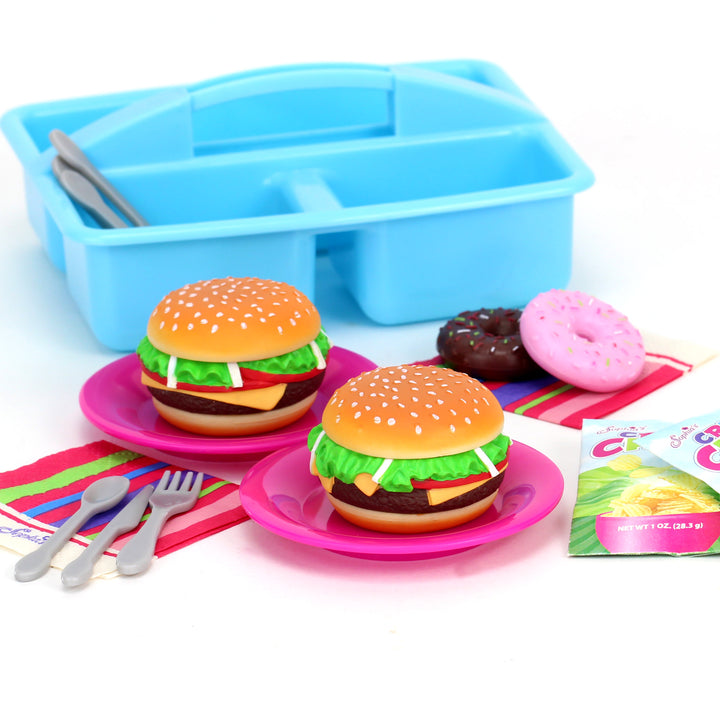 Sophia's - 18" Doll - Grill Caddy & Food Set - Light Blue