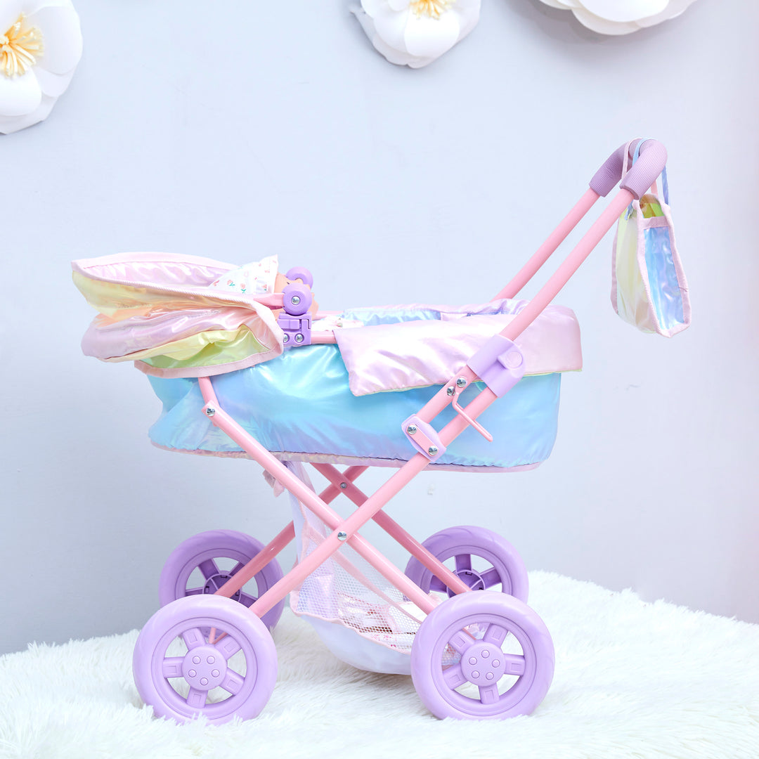 Olivia’s Little World Magical Dreamland Deluxe Baby Doll Stroller and Carrier, Iridescent