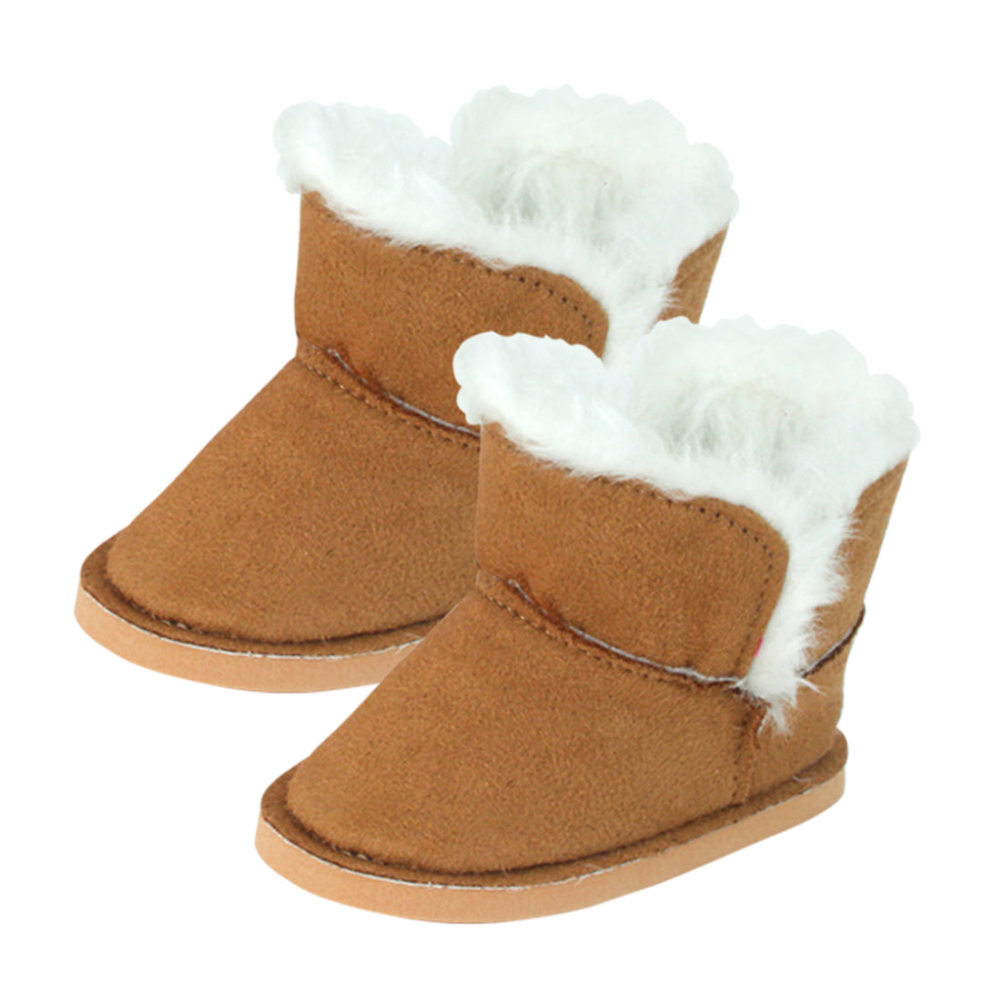 Sophia's Mini Suede Winter Boots with Faux faux fur Trim for 18" Dolls, Cognac Brown