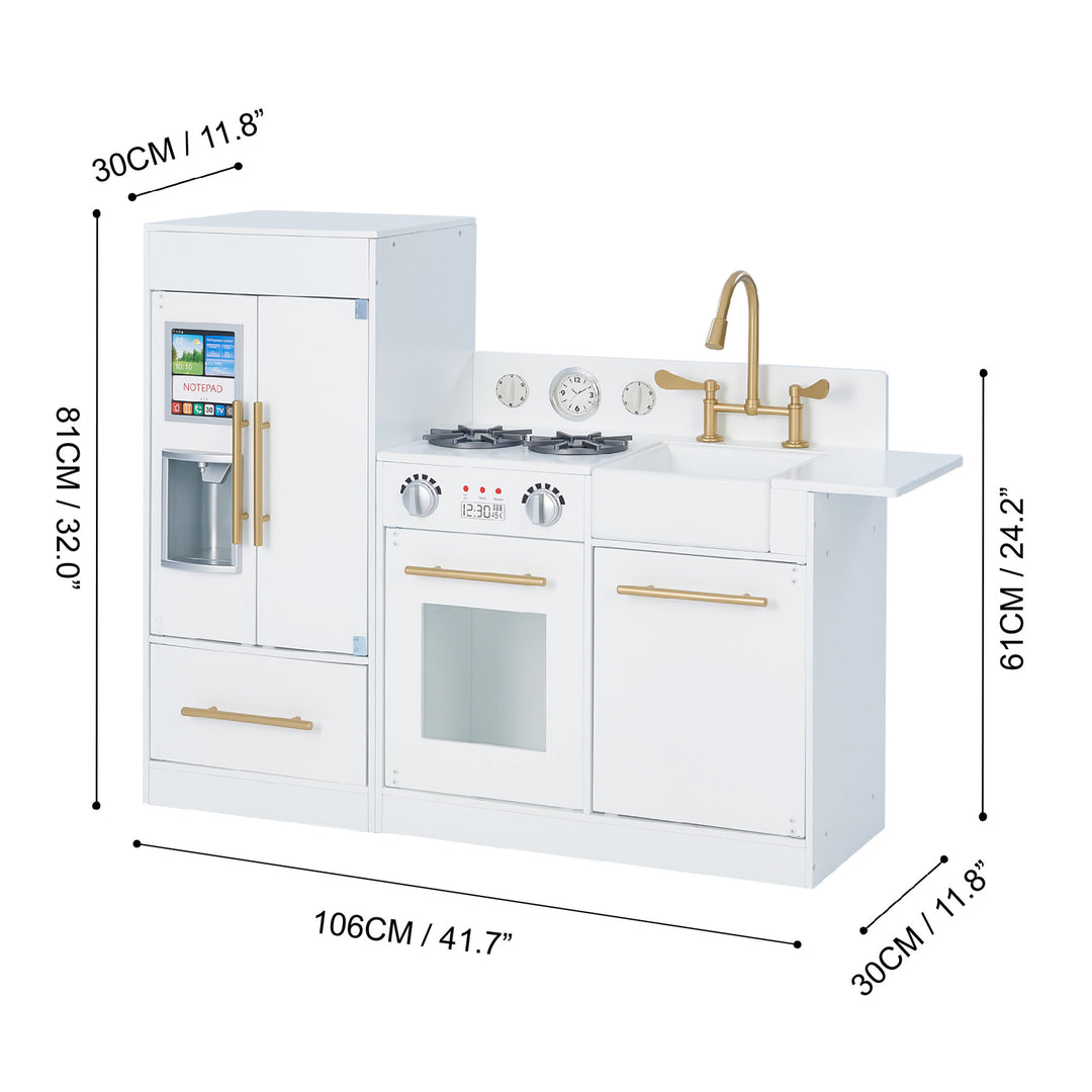 Teamson Kids Little Chef Chelsea Modern Play Kitchen, White/Gold