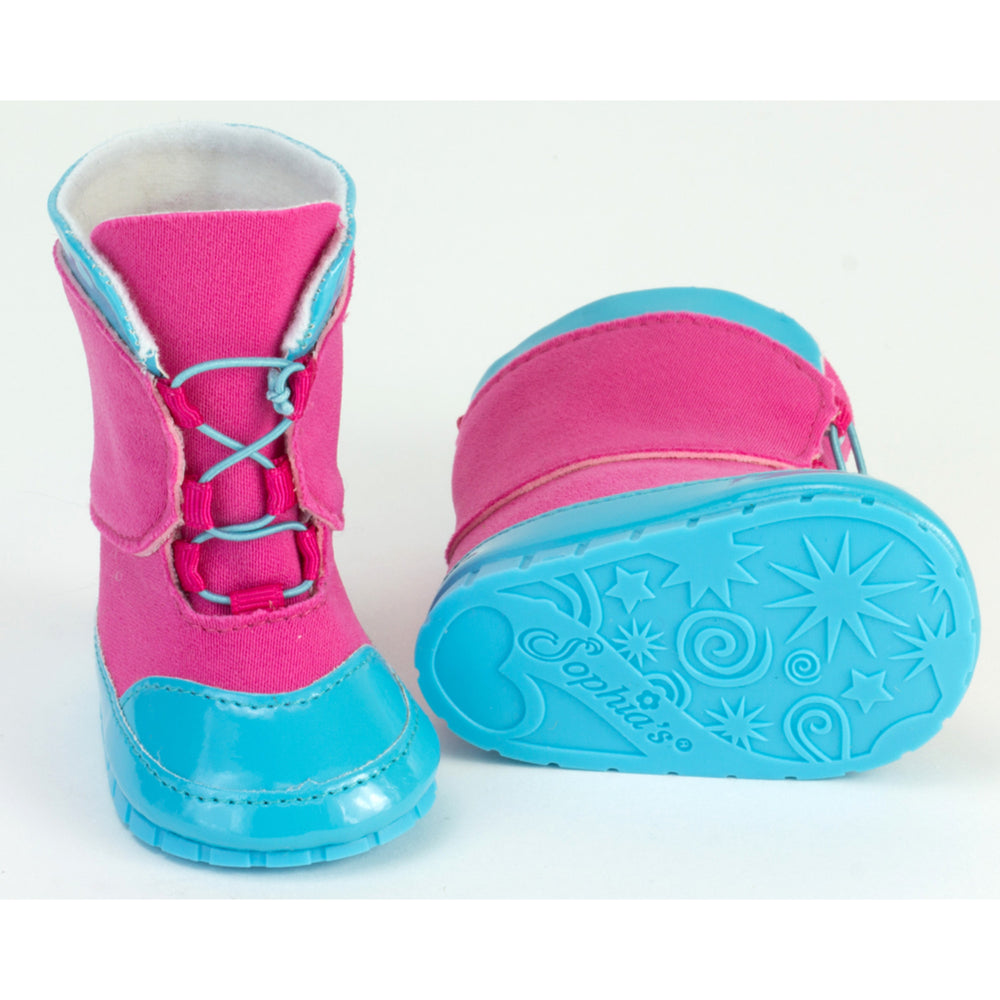 Sophia’s Colorful & Cute Seasonal Winter Mix & Match Two-Tone Slip-On Snow Boots for 18” Dolls, Hot Pink/Blue