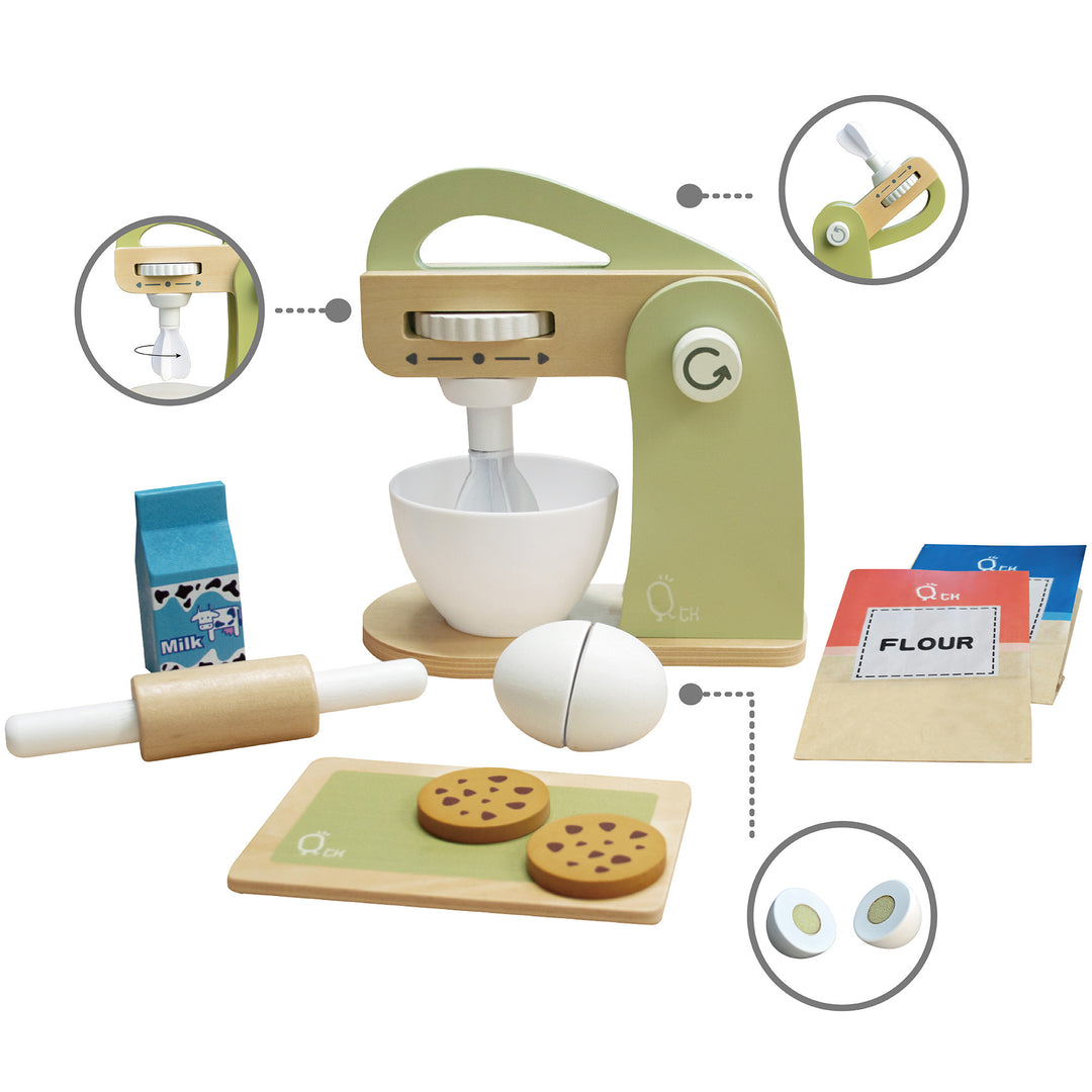 Children's Teamson Kids Little Chef Frankfurt wooden toy baking set with play mixer, pretend ingredients, and utensils.