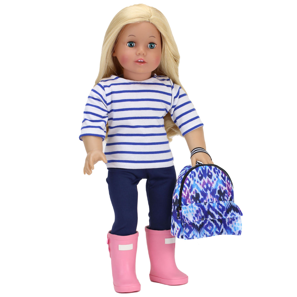 Sophia's - 18" Doll - Print Nylon Backpack - Blue