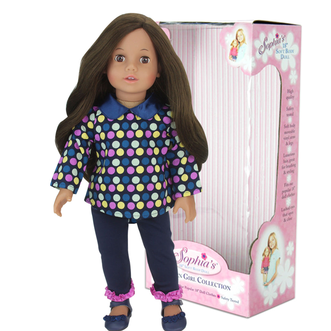 Sophia's Posable 18'' Soft Bodied Vinyl Doll "Catherine" with Brunette Hair and Brown Eyes, Light Skin Tone