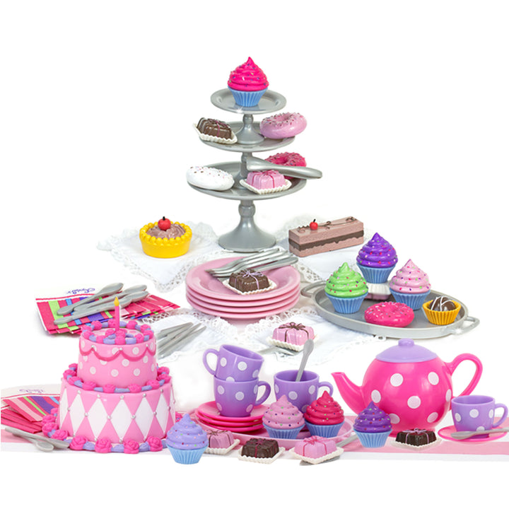 Sophia's - 18" Doll - Dessert & Display and Tea Party Combo Gift Set - Pink