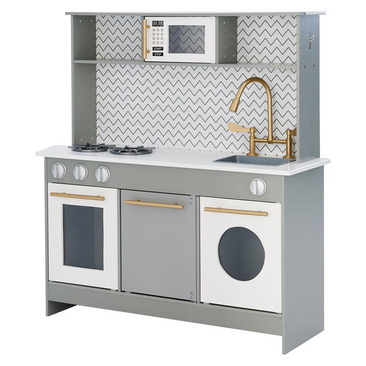 Teamson Kids Little Chef Berlin Modern Play Kitchen with 6 Accessories, Gray/White