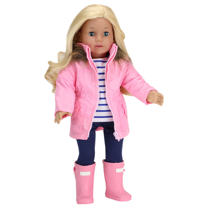 Sophia’s Jacket, Leggings, T-Shirt, and Rain Boots for 18" Dolls